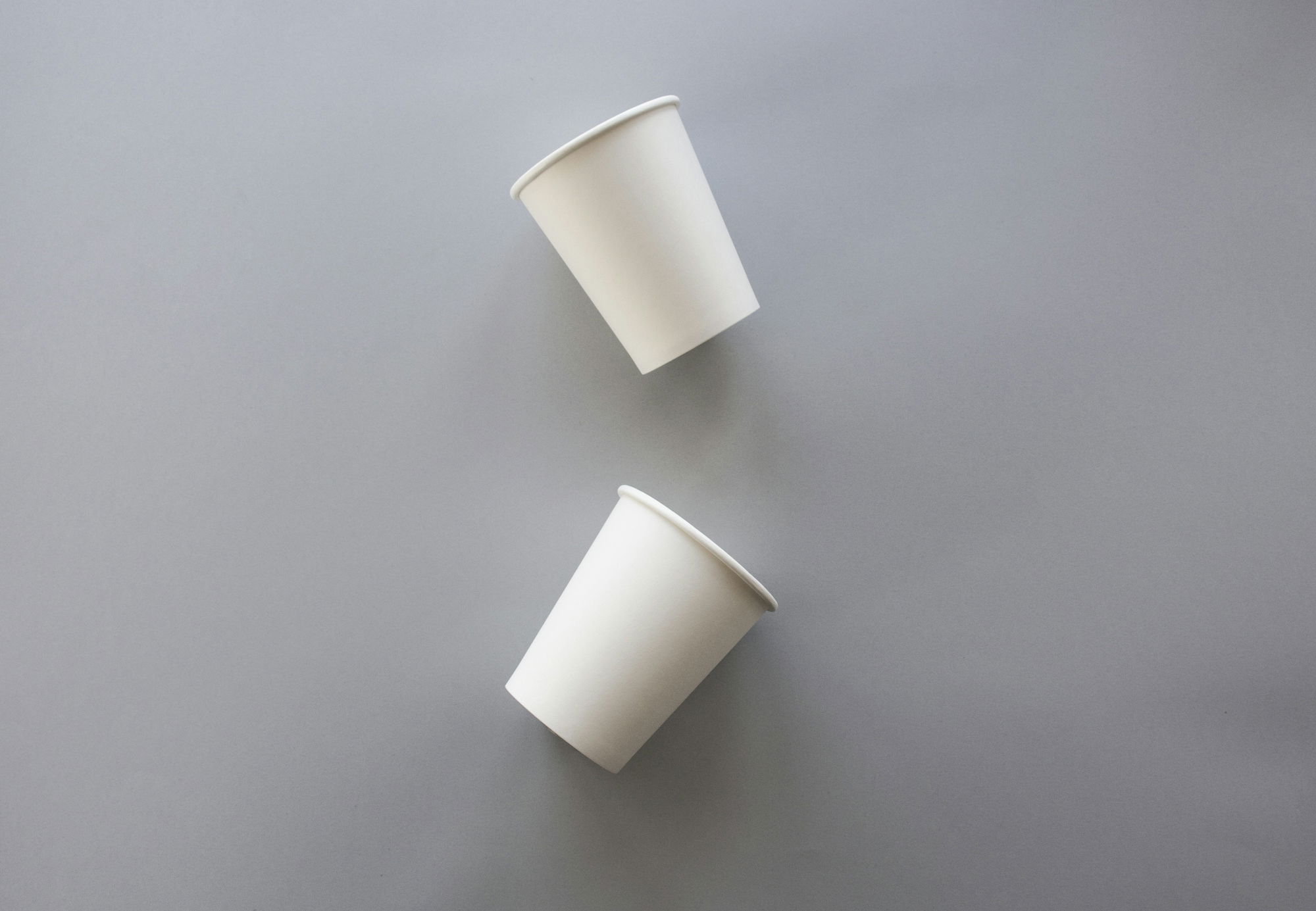 two-white-disposable-cups-on-gray-surface.jpg two white disposable cups on gray surface